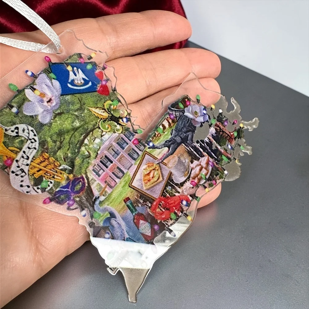 Louisiana Christmas Ornament NOLA State Holiday Decor Cajun Gift